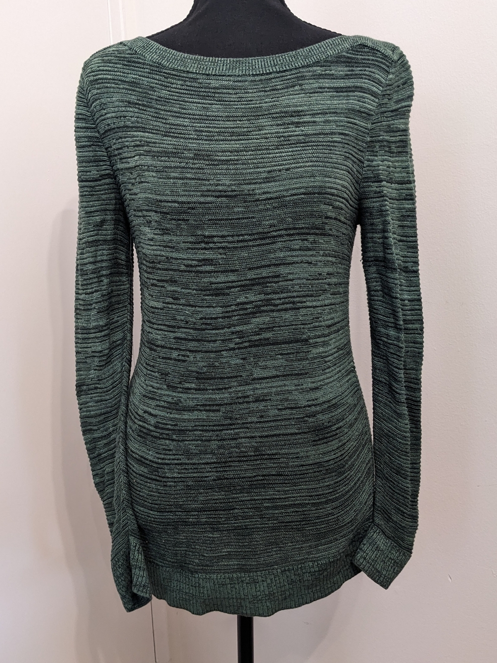 Ann Taylor Factory Green Marled Boatneck Knit Sweater | Women's Size Small